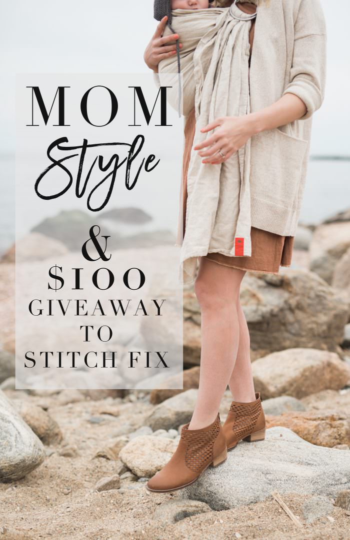 Mom Style on the Beach with Kids and a $100 Giveaway with Stitch Fix! Baby Wearing in a ring sling