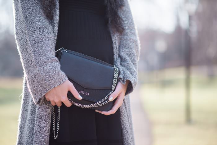 New Year's Eve Outfit featuring a little black dress & faux fur collar sweater!