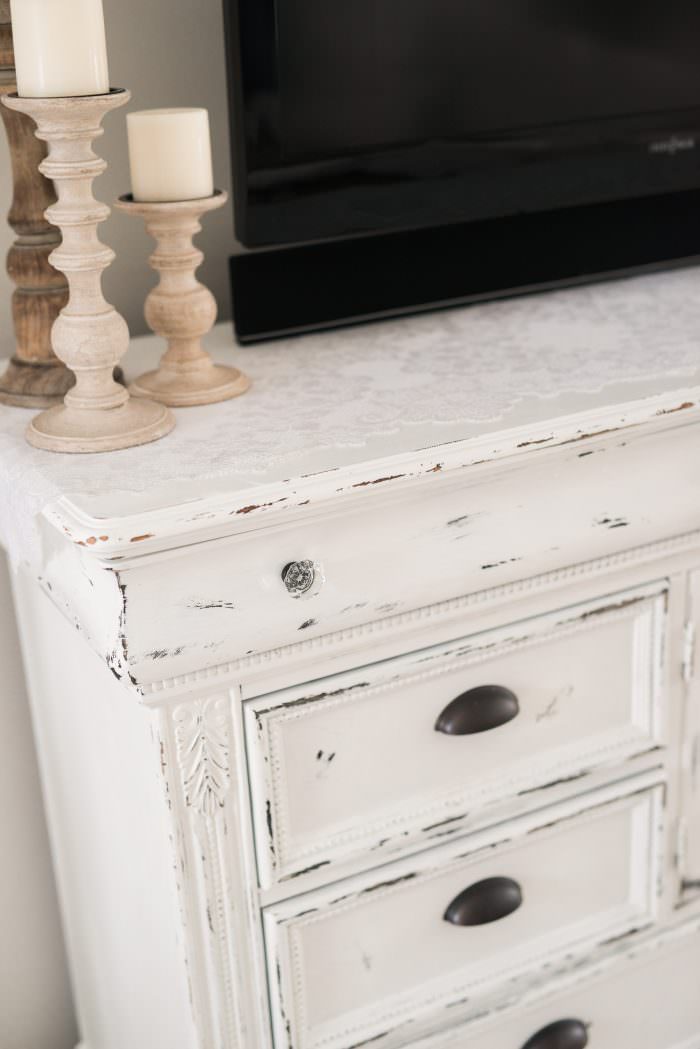 diy distressed tv console cabinet - lynzy & co.