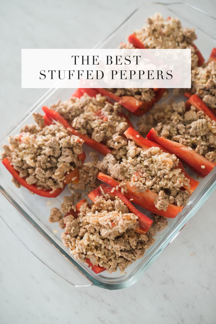 Looking for a quick and easy healthy recipe for your whole family? These turkey stuffed peppers are absolutely delicious and my go-to meal!