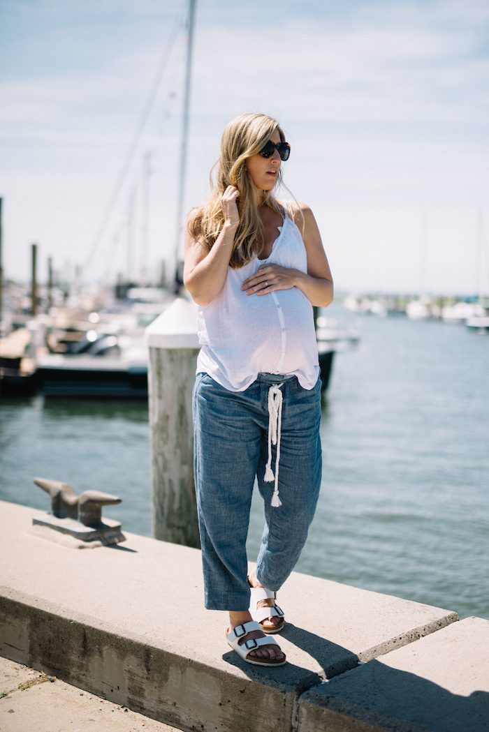 35 weeks maternity style in non maternity clothing // pregnany style by Lynzy of Lynzy & Co.