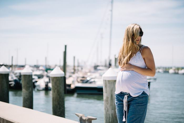 35 weeks maternity style in non maternity clothing // pregnany style by Lynzy of Lynzy & Co.