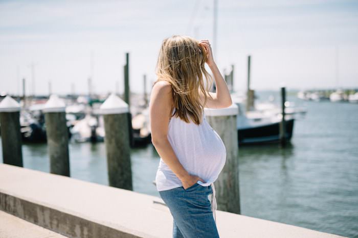 35 weeks maternity style in non maternity clothing // pregnany style by Lynzy of Lynzy & Co.