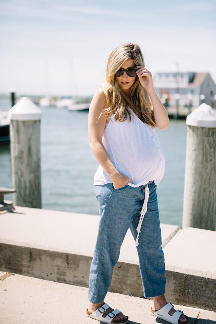35 weeks maternity style in non maternity clothing // pregnany style by Lynzy of Lynzy & Co.