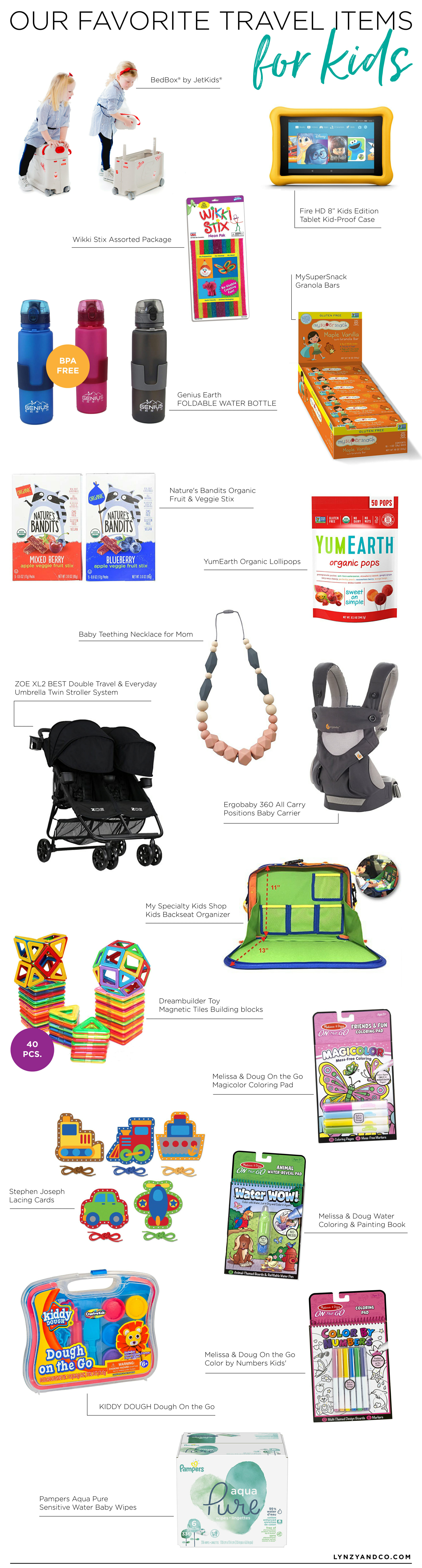 Motherhood blogger, Lynzy & Co. talks about her favorite travel items for kids (& baby too)!